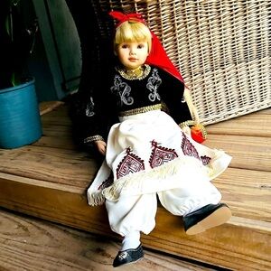 Pauline Bjonness Jacobsen Melina Sophia Porcelain Greek Doll Vintage Greece 21"